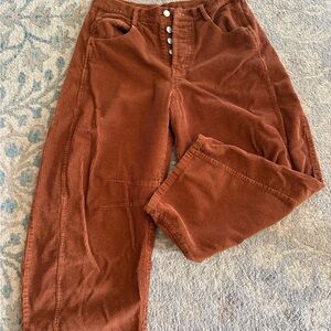 Cropped Corduroy Ankle Pants - Rust